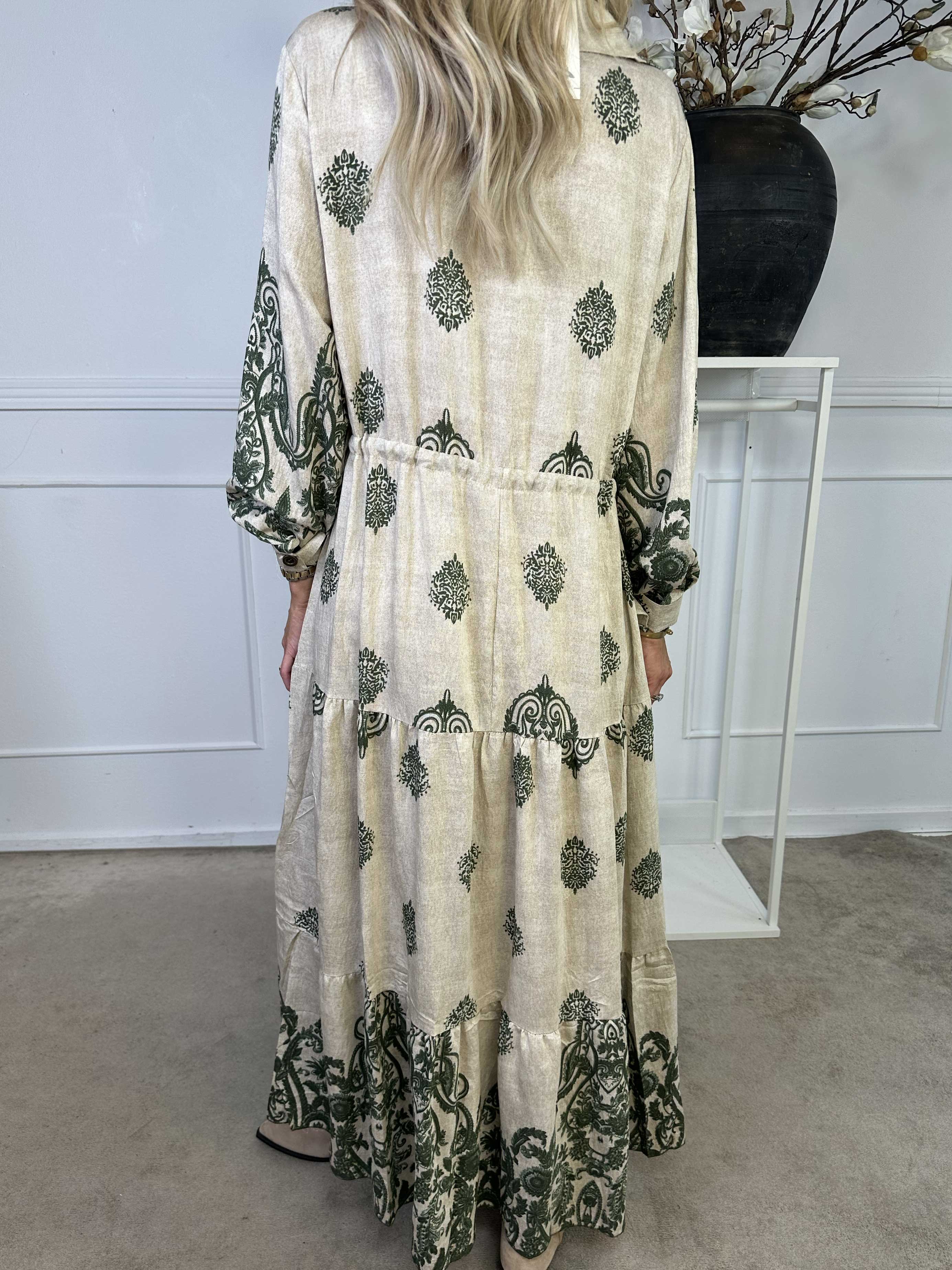 Kira - Lang boheme kjole med mønster